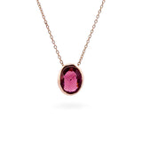 Rose Gold Oval Rubellite Tourmaline Necklace