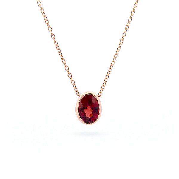 Rose Gold Pyrope Garnet small Oval Pendant