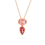 Rose Gold Balance Tourmaline Strawberry Quartz Sliding Pendant