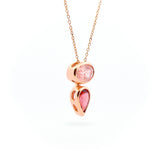 Rose Gold Balance Tourmaline Strawberry Quartz Sliding Pendant