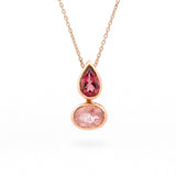 Rose Gold Balance Tourmaline Strawberry Quartz Sliding Pendant