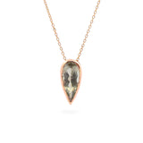 OOAK Rose Gold Pear Grey Tourmaline Necklace