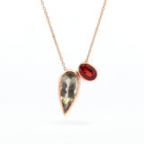 OOAK Rose Gold Pear Grey Tourmaline Necklace