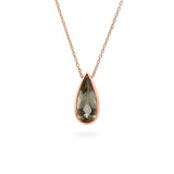 OOAK Rose Gold Pear Grey Tourmaline Necklace