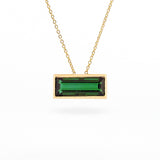 OOAK Yellow Gold Baguette Green Tourmaline Necklace