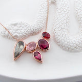 Rose Gold Balance Tourmaline Strawberry Quartz Sliding Pendant