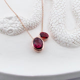 Rose Gold Oval Rubellite Tourmaline Necklace