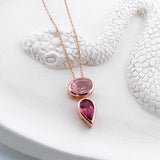 Rose Gold Balance Tourmaline Strawberry Quartz Sliding Pendant