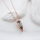 OOAK Rose Gold Pear Grey Tourmaline Necklace