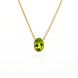 Yellow Gold Peridot small Oval Pendant
