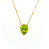 Yellow Gold Peridot Pear Droplet Pendant