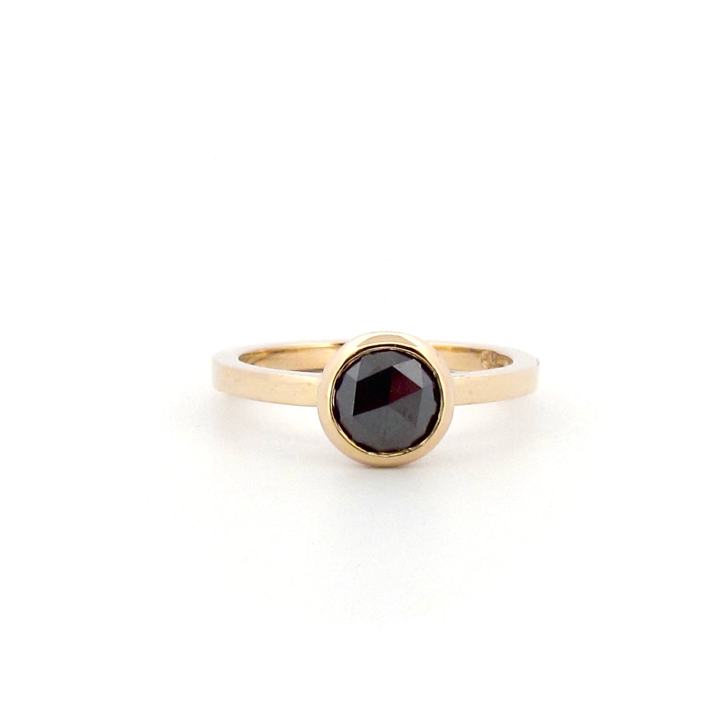 Yellow Gold Rose cut Black Diamond Halo Ring