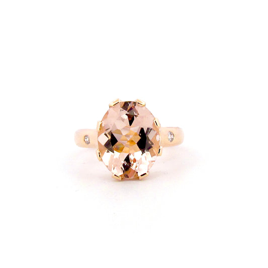 Yellow Gold  Morganite Diamond Small Crown Ring