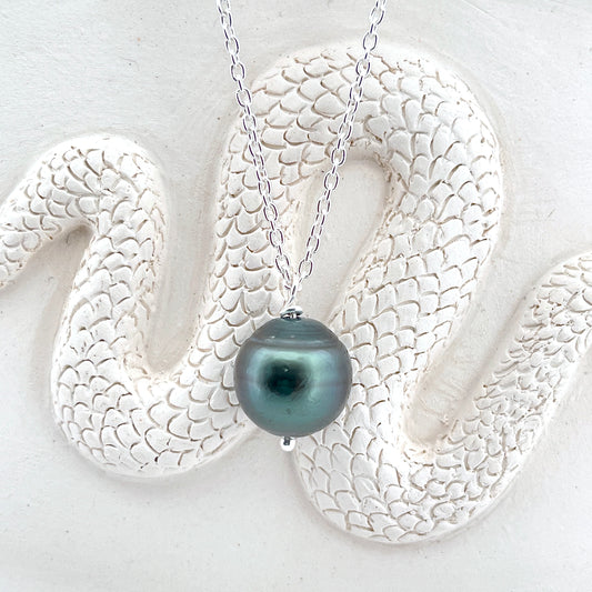 Sterling Silver Tahitian Pearl Drop Necklace