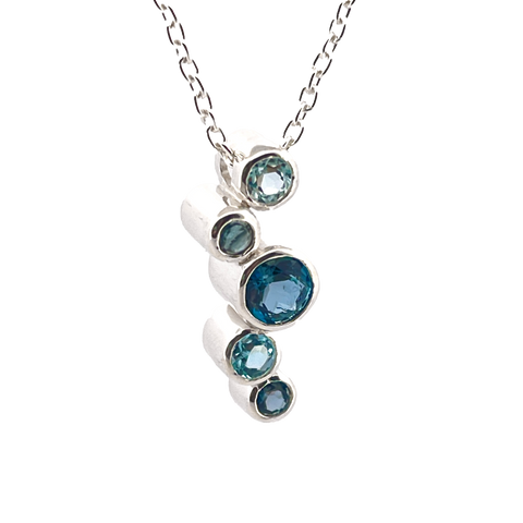 Sterling Silver Blue Topaz Line Bubbles