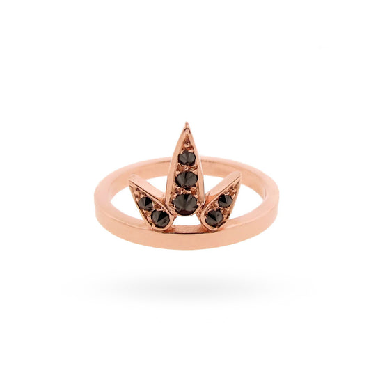 rose gold black spinel Lotus ring