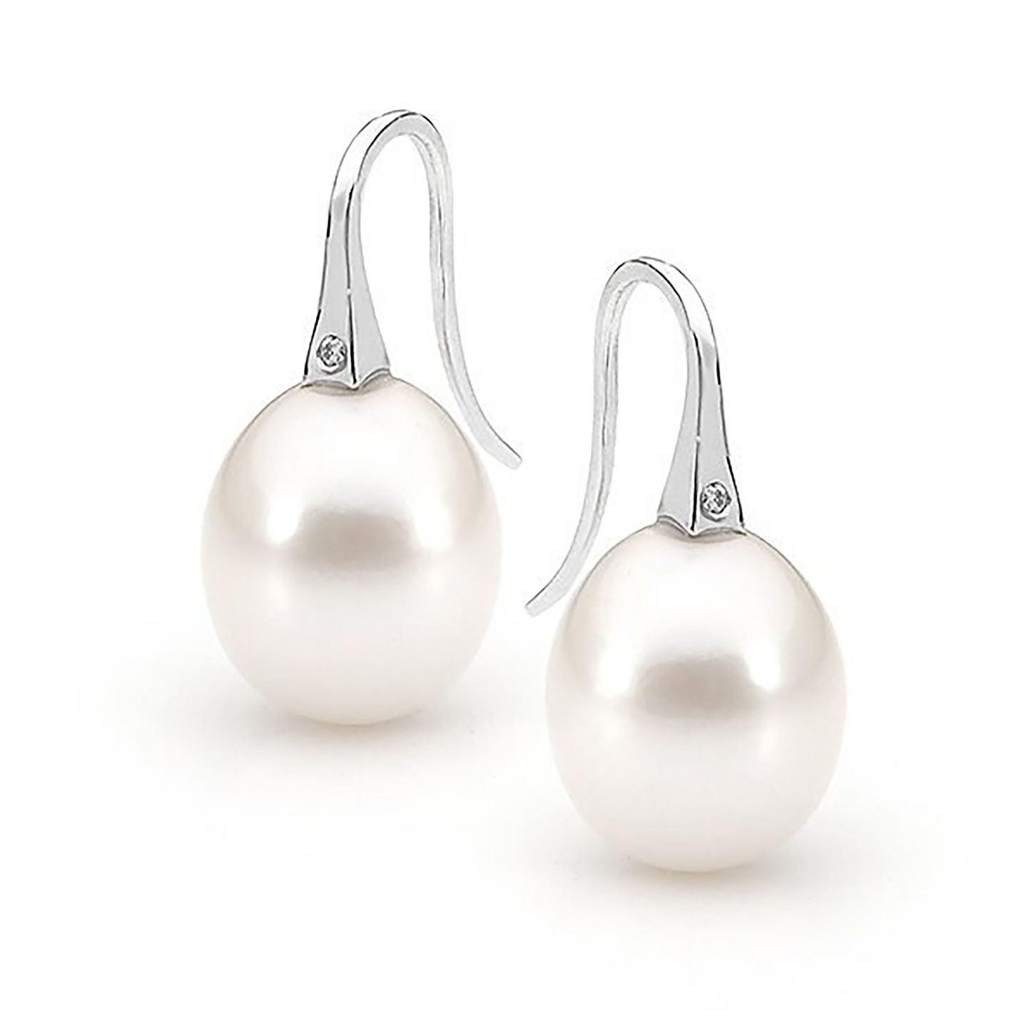 White gold Diamond Large Short Drop Earrings