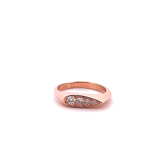 Rose Gold Diamond Elongated Pear Signet Ring