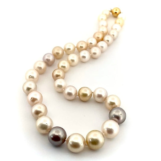 Multi-coloured Gold, Grey and White South Sea Graduated Pearl strand