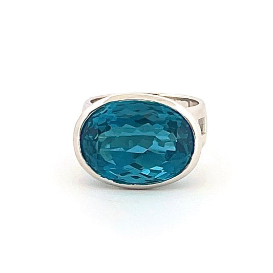 White gold London Blue Topaz Horizon Ring