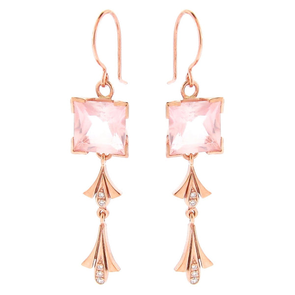 Rose Gold diamond 'Princess' earrings