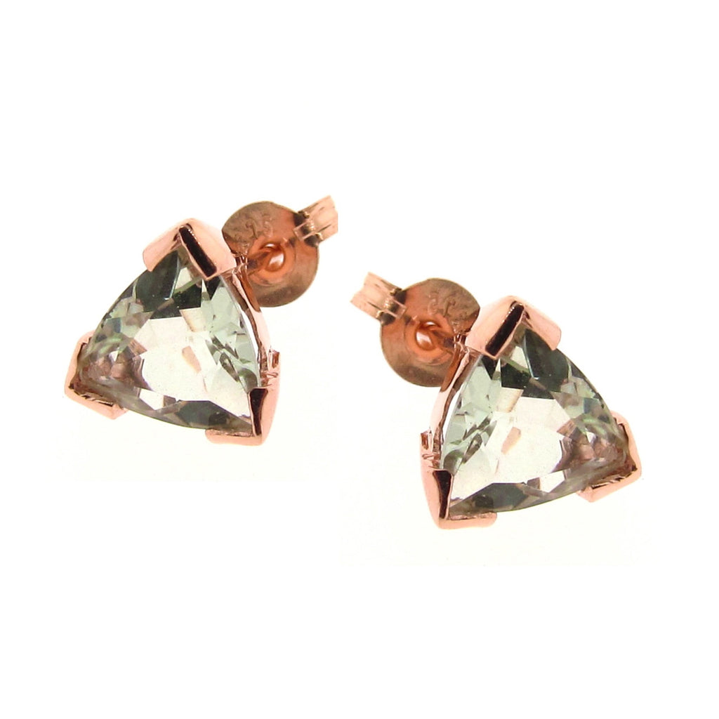Rose Gold Trilliant Claw Stud Earrings