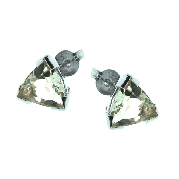 White Gold Trilliant Claw Stud Earrings
