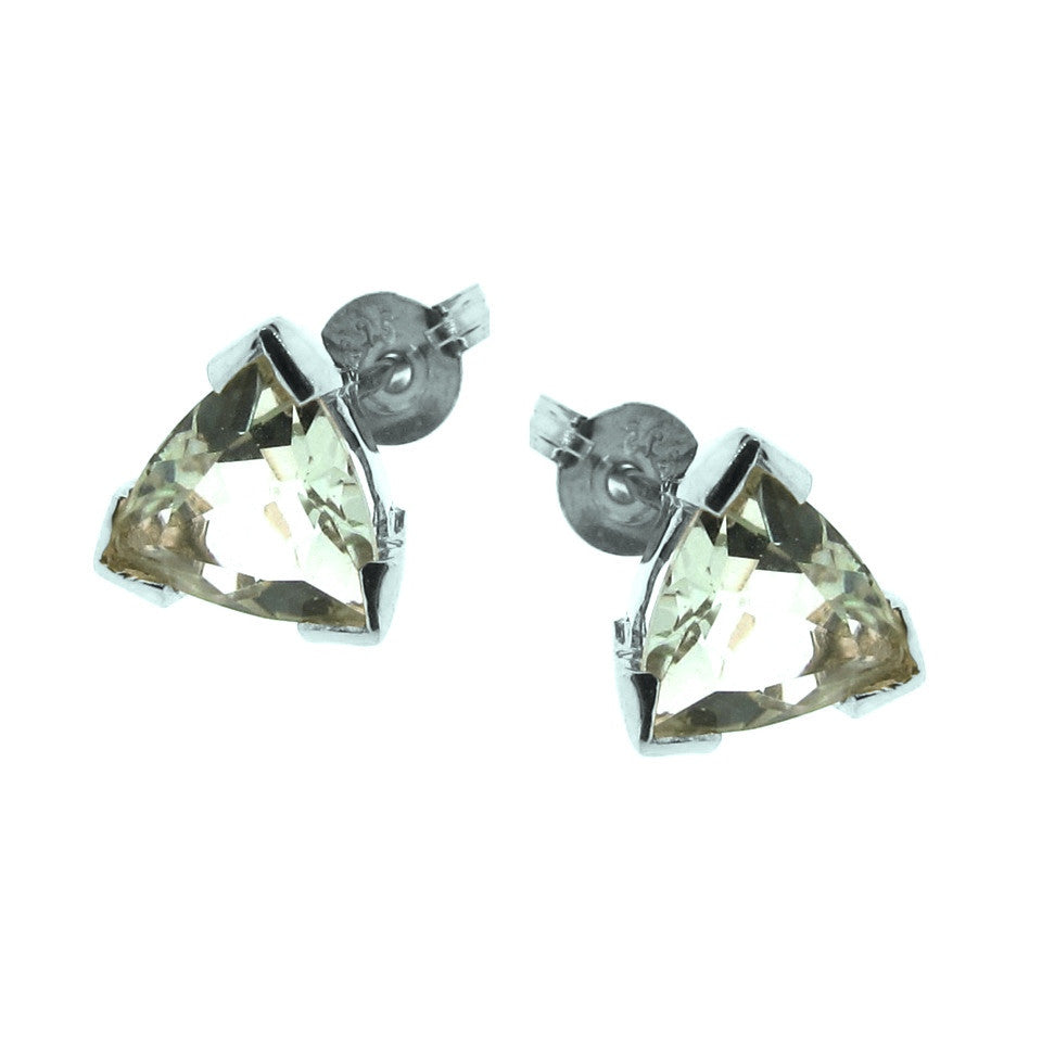 Silver Trilliant Claw Stud Earrings
