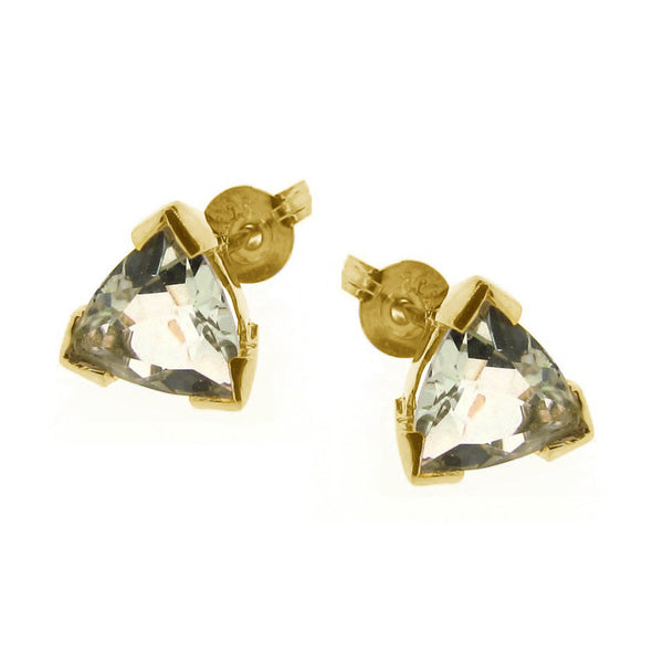 Yellow Gold Trilliant Claw Stud Earrings