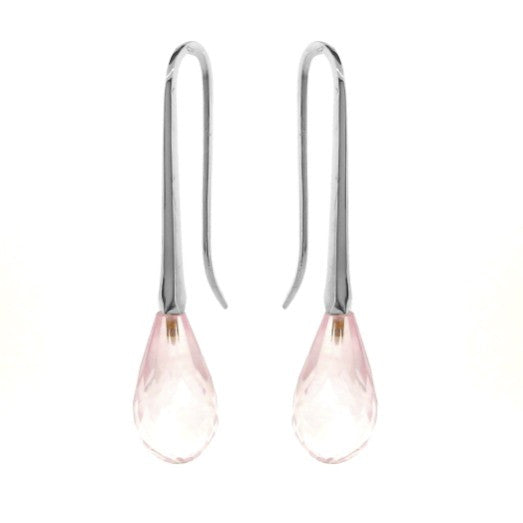 Silver Rose Quartz 'MediumDrop' earrings