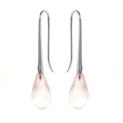 Silver Rose Quartz 'MediumDrop' earrings