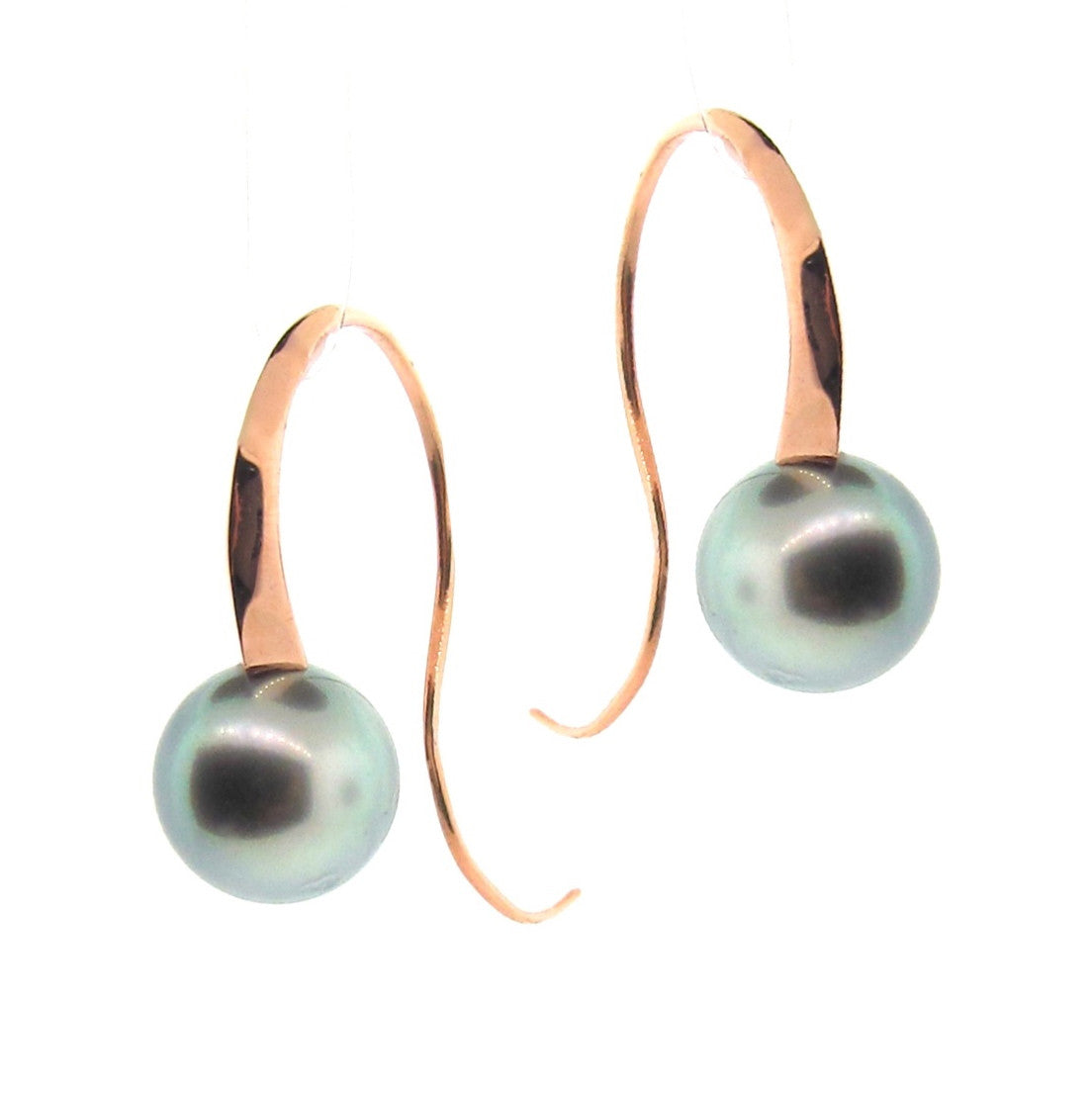 Rose gold Curve Tahitian Pearl Drop Earrings