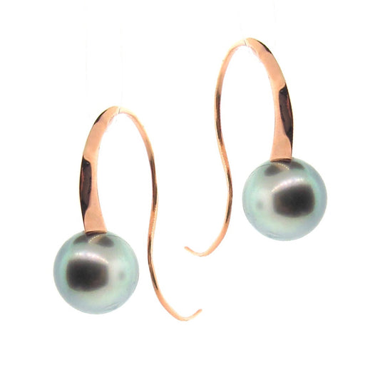 Rose gold Curve Tahitian Pearl Drop Earrings