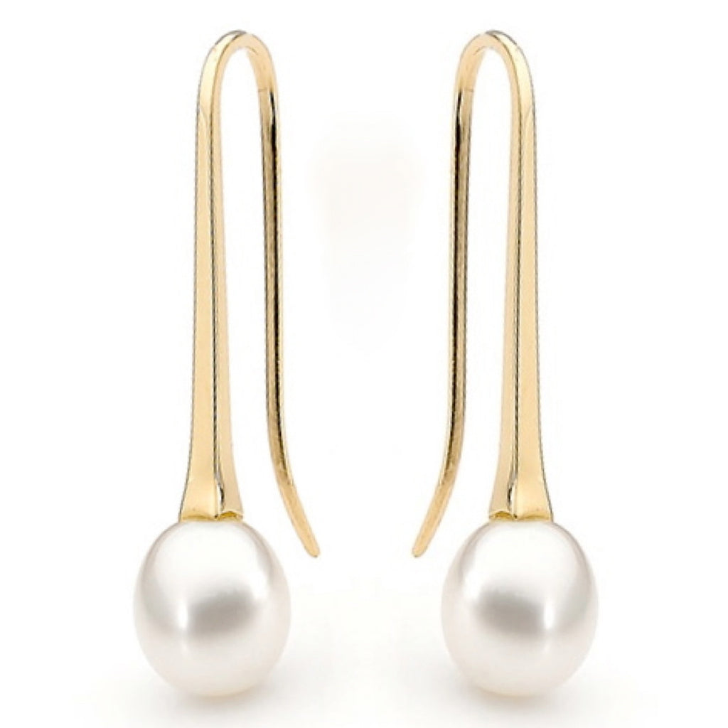 Yellow gold White Pearl 'MediumDrop' Earrings