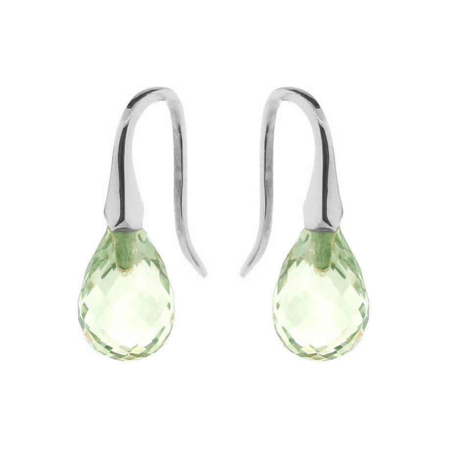 White Gold Green Quartz 'ShortDrop' earrings