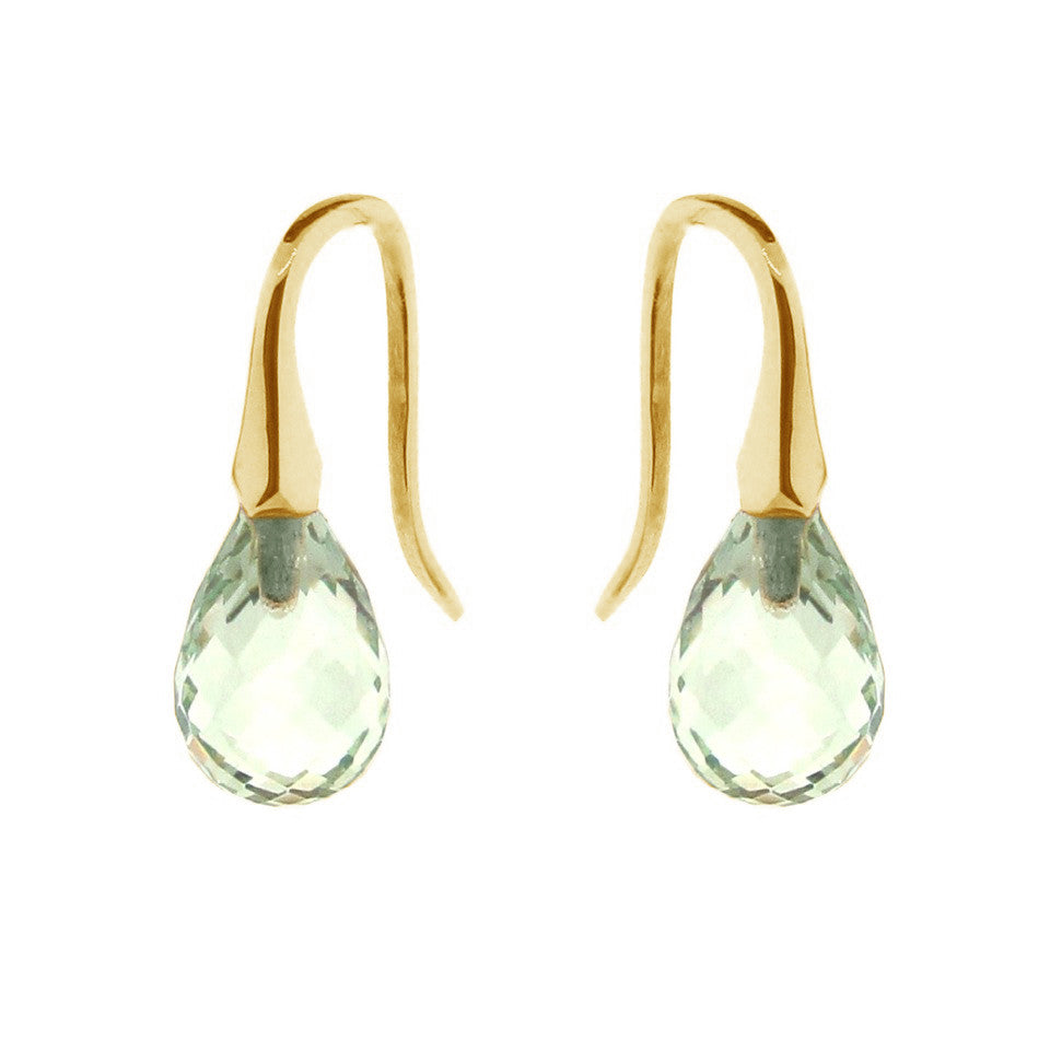 Yellow Gold Green Quartz 'ShortDrop' earrings