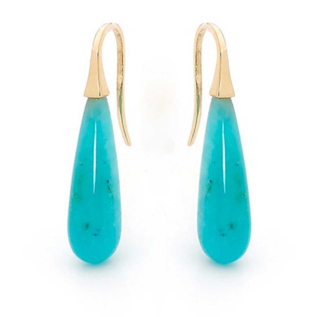 Yellow Gold Amazonite  Short Drop earrings