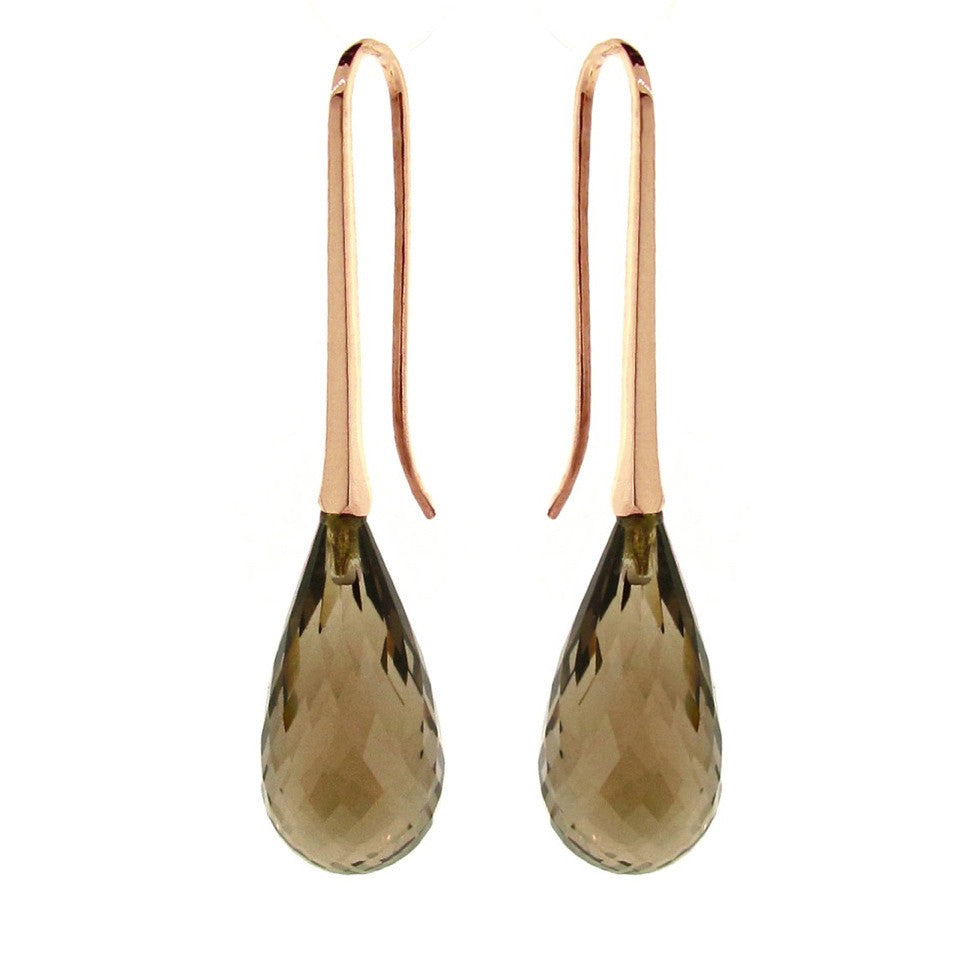 Rose Gold Smokey Quartz 'LongDrop' earring