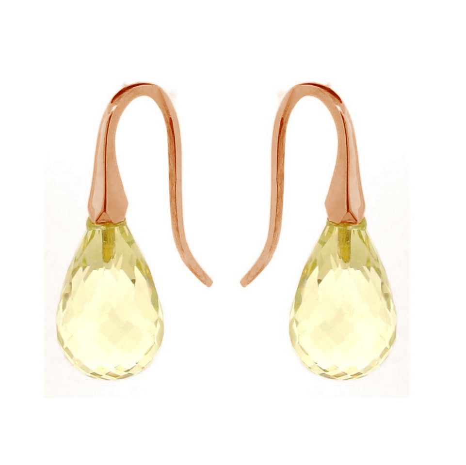 Rose Gold Lemon Quartz 'ShortDrop' earrings