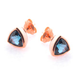 Rose Gold London Blue Trinity Stud Earrings
