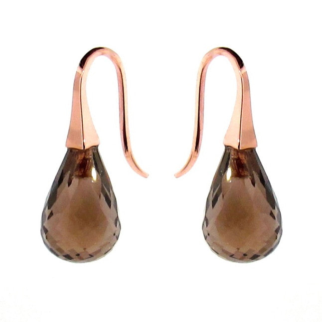 Rose Gold Smokey Quartz 'ShortDrop' earrings