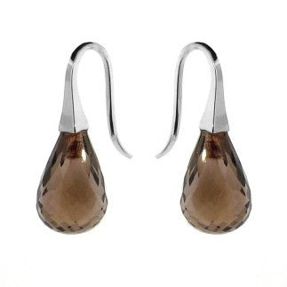 Silver Smokey Quartz 'ShortDrop' earrings