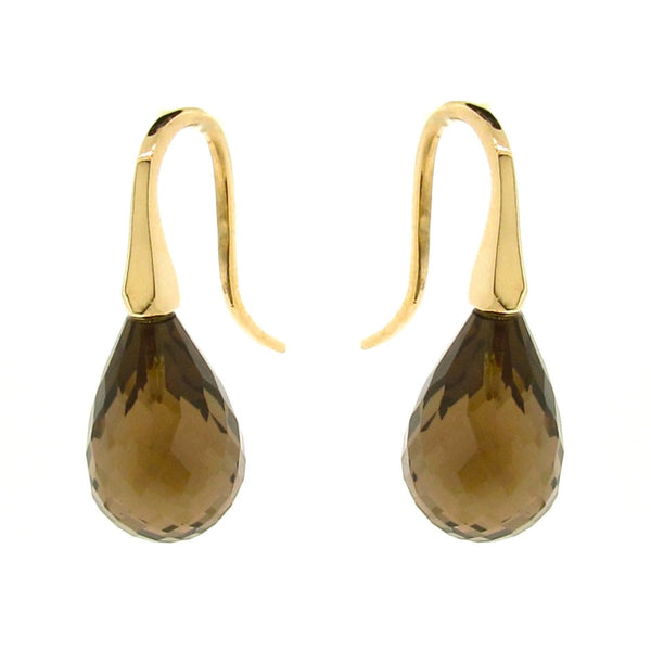 Yellow Gold Smokey Quartz 'ShortDrop' earrings