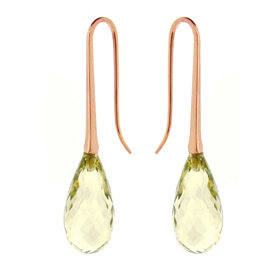 Rose Gold Lemon Quartz 'LongDrop' earring
