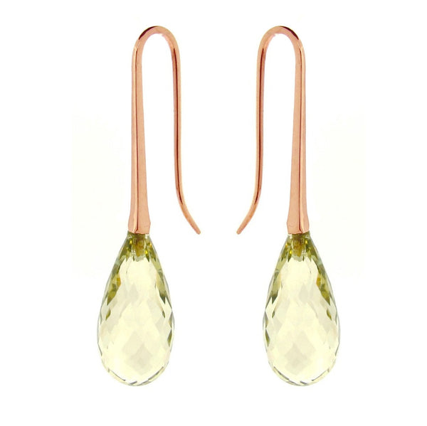 Rose Gold Lemon Quartz 'LongDrop' earring