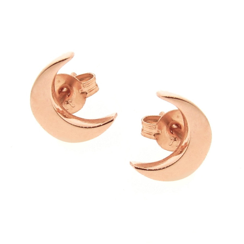 Rose Gold Moon Stud Earrings
