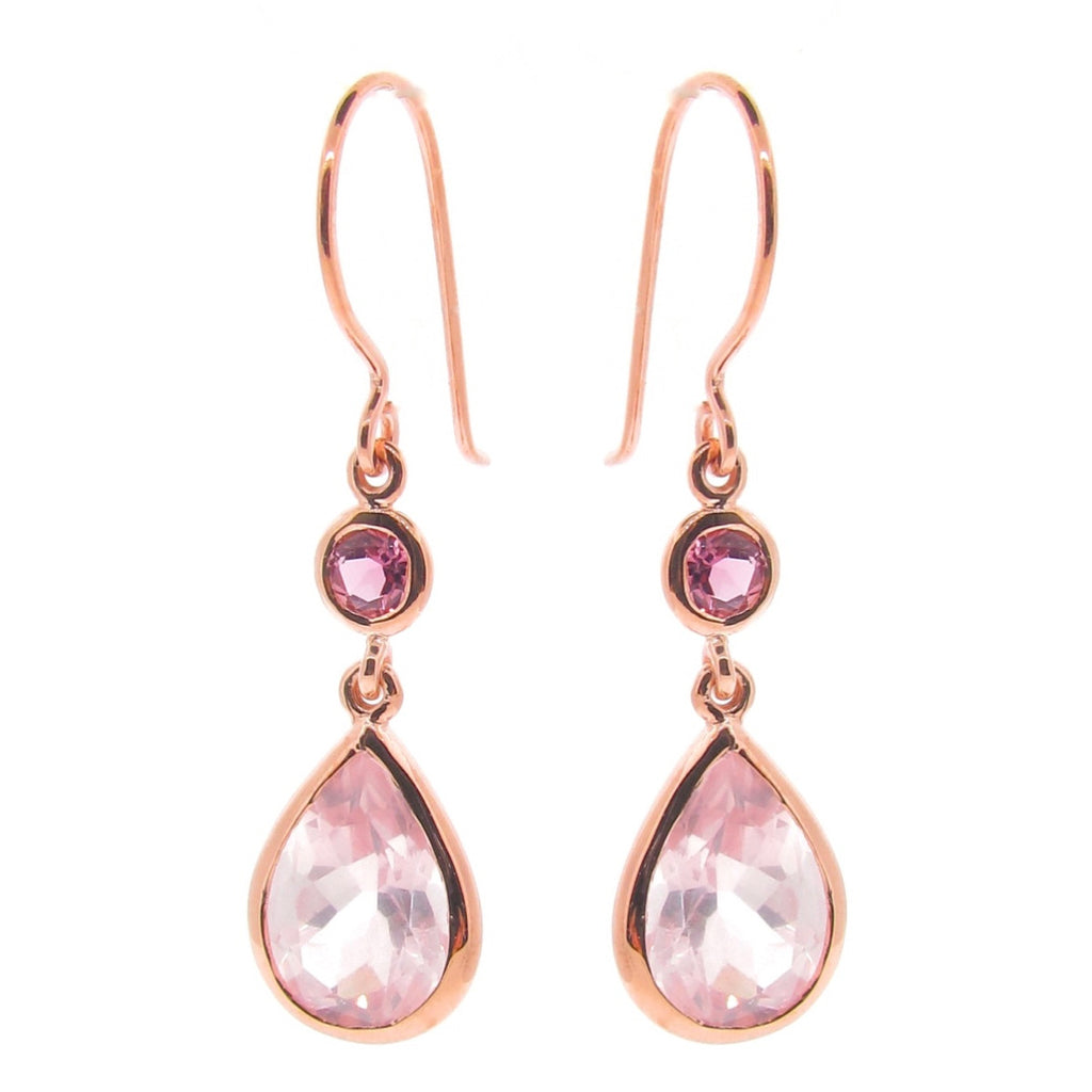 Rose Gold Coloured Love double drop earrings