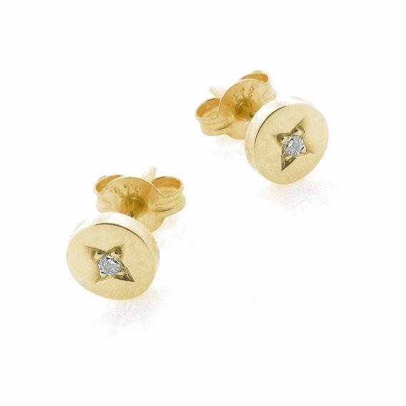 Yellow Gold and Diamond Eclipse Stud Earrings