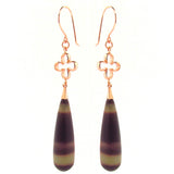 Rose Gold Rainbow Jasper 4 Leaf Clover Earrings