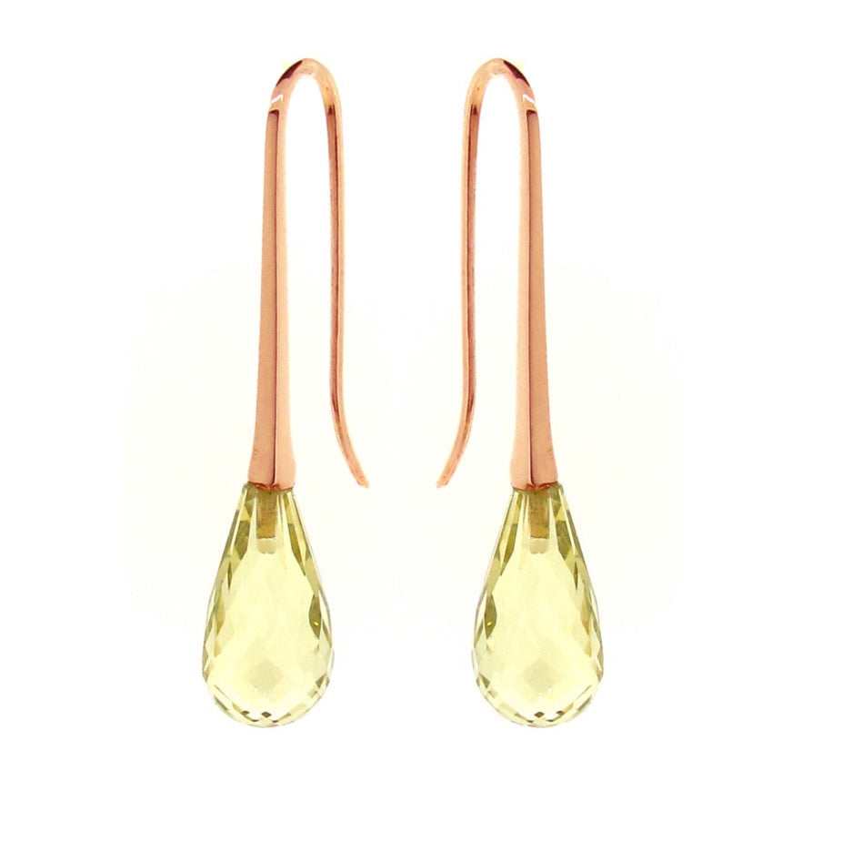 Rose Gold Lemon Quartz 'MediumDrop' earrings